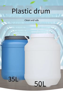 Reusable 50L Plastic Chemical Container With Lid HDPE White Round
