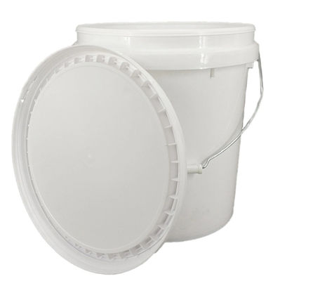 Cylindrical Food Grade Plastic Bucket With Handle Lid 20L White