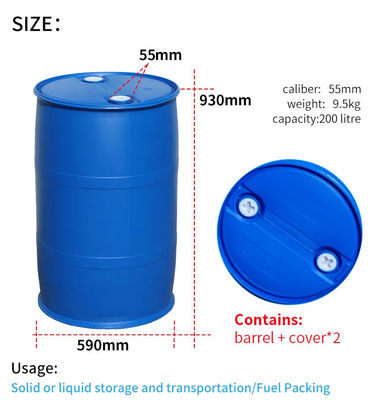 HDPE 200 Liter Plastic Storage Barrel 200L Raw Material Plastic ISO9001