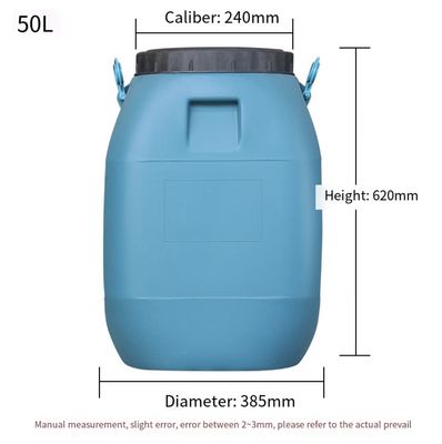 Square 50L Plastic Barrel Open Head HDPE Blue Water Drum With Handle