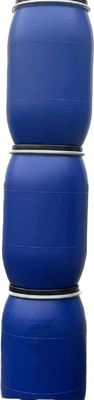 200L Blue Plastic Barrel Drum With Handle And Steel Hoop For Chemical Storage